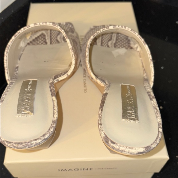 *Vince Camuto IM-DAHRA ROCCIA White Gold DOMINO Snake Print Open Toe Wedges - Picture 10 of 16